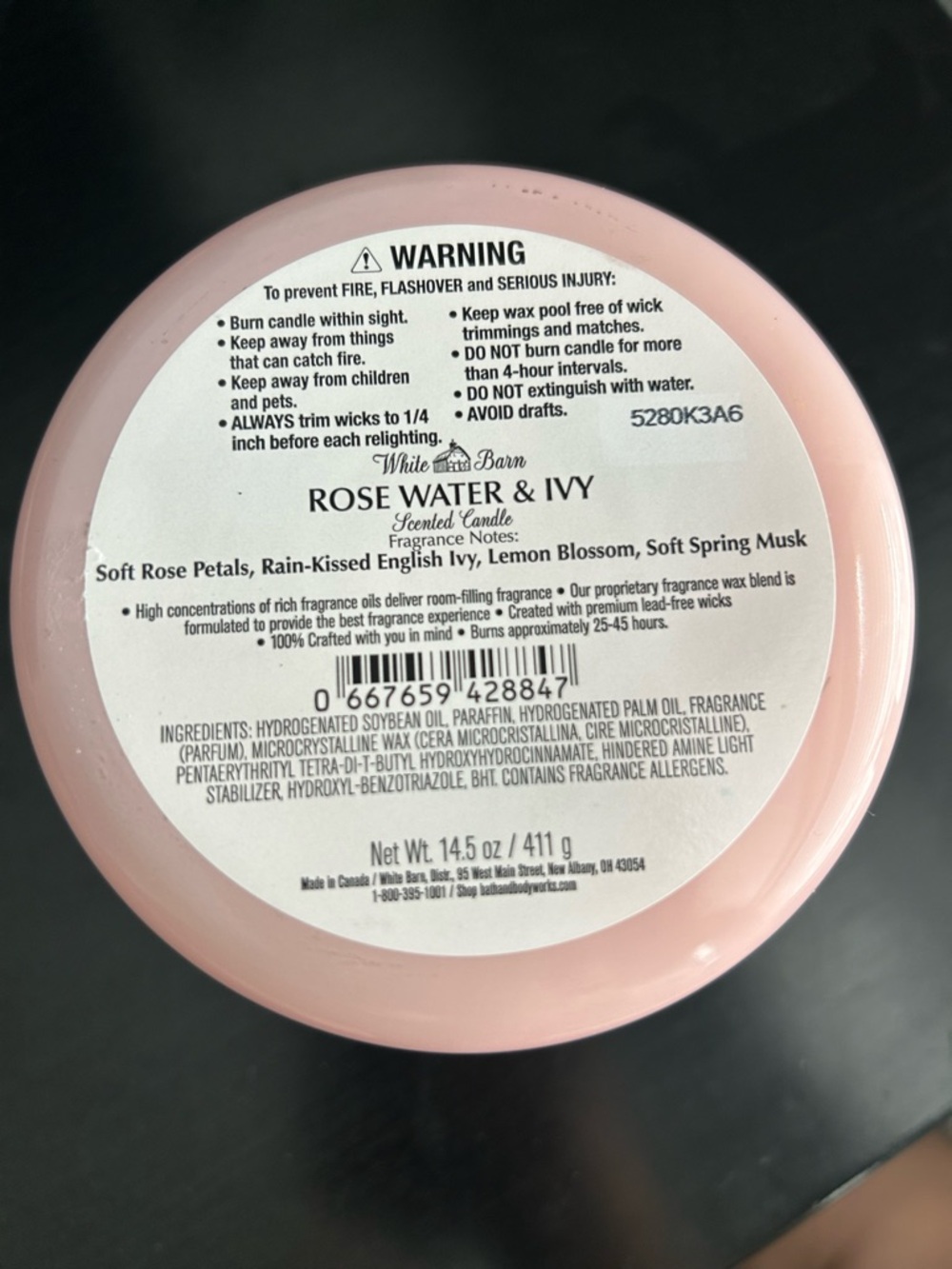 White Barn Rose Water & Ivy Candle - Picture 4 of 4